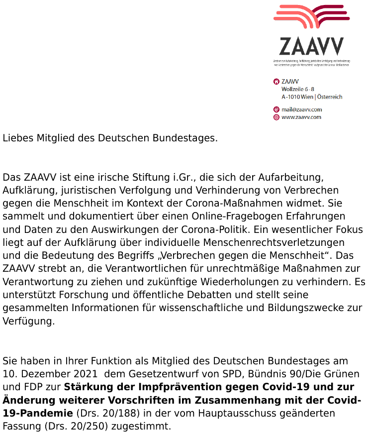 Anschreiben ZAAVV Frei